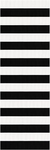 KOZYFLY Black White Striped Runner Rug 2x6 ft Woven Washable Hallway Runner Cotton Farmhouse Kitchen Rug for Entryway Porch Patio Laundry Room in Kuwait