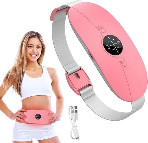 Cordless Portable Heating Pad, 3 Heat & 3 Massage Modes Wearable Warming Belt, Electric Belly and Back Heat Pad for Women Comfort, Fast Heating Waist Wrap for Home Office, Pink in Saudi Arabia