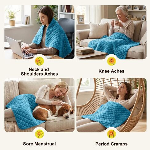 Extra Large Heating Pad for Back Pain 32"x24" King Size XL Electric Heating Pad for Period Cramps Relief & Body Neck Shoulder Auto Shut Off Heat Pad Temperature Settings Machine Washable Blue in Saudi Arabia