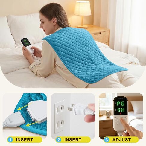 Extra Large Heating Pad for Back Pain 32"x24" King Size XL Electric Heating Pad for Period Cramps Relief & Body Neck Shoulder Auto Shut Off Heat Pad Temperature Settings Machine Washable Blue in Saudi Arabia