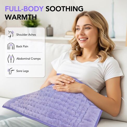 Heating Pad for Back Pain Relief - 33"x17" Extra Large Electric Heat Pad,6 Heat Settings &4 Auto Off, Machine Washable,Overheat Protection,for Shoulders,Neck,Period Cramps,Gifts for Women Mom [Purple] in Kuwait