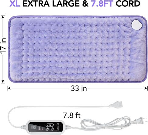 Heating Pad for Back Pain Relief - 33"x17" Extra Large Electric Heat Pad,6 Heat Settings &4 Auto Off, Machine Washable,Overheat Protection,for Shoulders,Neck,Period Cramps,Gifts for Women Mom [Purple] in Kuwait