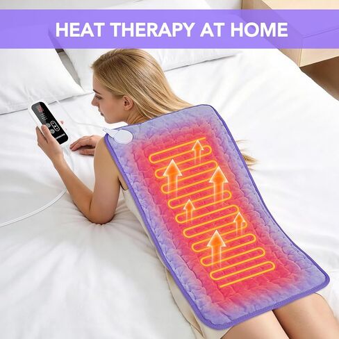 Heating Pad for Back Pain Relief - 33"x17" Extra Large Electric Heat Pad,6 Heat Settings &4 Auto Off, Machine Washable,Overheat Protection,for Shoulders,Neck,Period Cramps,Gifts for Women Mom [Purple] in Kuwait