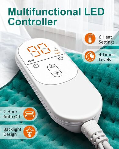 Heating Pad for Back & Period Cramps, Fathers Day Dad Gifts, Birthday Gifts for Women Mom, Electric Heating Pads for Abdomen/Waist/Shoulder, 12" x 24", 6 Heat Settings, 4 Auto-Off, Teal Green in Saudi Arabia