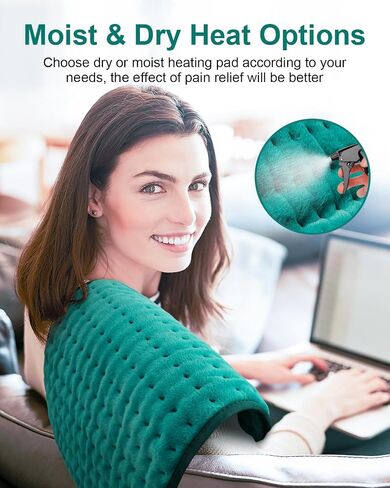 Heating Pad for Back & Period Cramps, Fathers Day Dad Gifts, Birthday Gifts for Women Mom, Electric Heating Pads for Abdomen/Waist/Shoulder, 12" x 24", 6 Heat Settings, 4 Auto-Off, Teal Green in Saudi Arabia