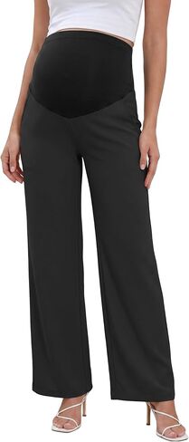 V VOCNI سراويل الأمومة واسعة الساق Palazzo Flowy Pants كاجوال للشاطئ فضفاضة للحمل in Kuwait