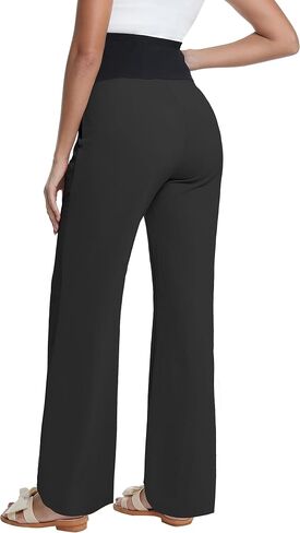 V VOCNI سراويل الأمومة واسعة الساق Palazzo Flowy Pants كاجوال للشاطئ فضفاضة للحمل in Kuwait