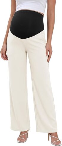 V VOCNI سراويل الأمومة واسعة الساق Palazzo Flowy Pants كاجوال للشاطئ فضفاضة للحمل in Kuwait