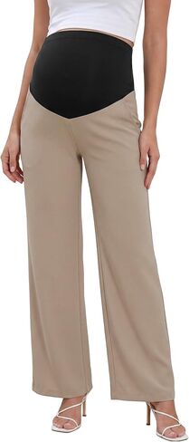 V VOCNI سراويل الأمومة واسعة الساق Palazzo Flowy Pants كاجوال للشاطئ فضفاضة للحمل in Kuwait