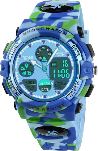 Dayllon Boys Watch,Kids Watch for 5-15 Year Old Boys,Digital Sport Outdoor Multi Function Waterproof with LED Alarm Calendar Analog Watch for Kids Gifts in Kuwait