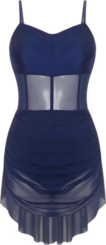 Lyrical Contemporary Dance Costumes for Women,Camisole Skirted Leotard Asymmetrical Tulle Dance Dress in Saudi Arabia