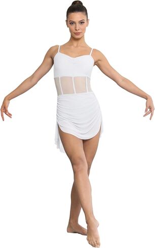 Lyrical Contemporary Dance Costumes for Women,Camisole Skirted Leotard Asymmetrical Tulle Dance Dress in Saudi Arabia