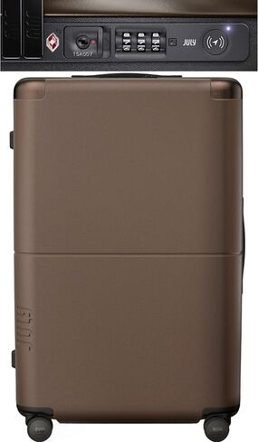 July Checked Plus with CaseSafe - 28.75" Built in Tracking, Airline Approved Check In Luggage with Wheels, Rolling Suitcase for Men & Women - Silent Spinner Wheels, Y-Strap - Charcoal in Saudi Arabia