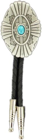 Double-s Southwestern Adult Bolo Tie with Silver Concho and Turquoise Stone in Saudi Arabia