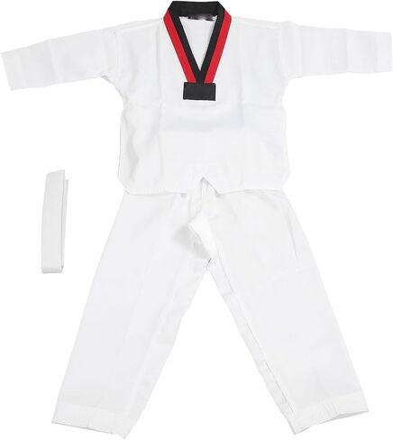 Taekwondo Suit Kids Taekwondo Dobok UniformTaekwondo Suit, Polyester and Cotton Kids UniTaekwondo Uniform with Beltform V Neck Flexible Breathable for TrainingCostumes (M) in Kuwait