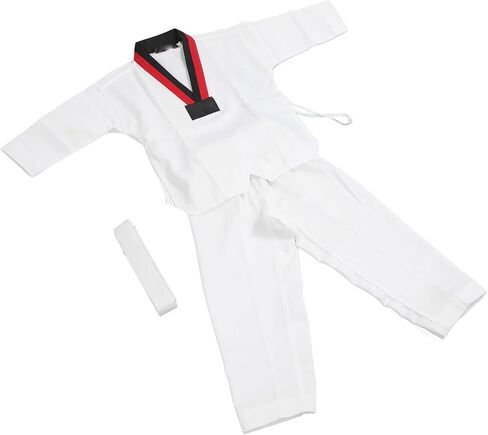 Taekwondo Suit Kids Taekwondo Dobok UniformTaekwondo Suit, Polyester and Cotton Kids UniTaekwondo Uniform with Beltform V Neck Flexible Breathable for TrainingCostumes (S) in Kuwait