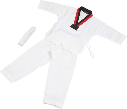 Taekwondo Suit Kids Taekwondo Dobok UniformTaekwondo Suit, Polyester and Cotton Kids UniTaekwondo Uniform with Beltform V Neck Flexible Breathable for TrainingCostumes (S) in Kuwait
