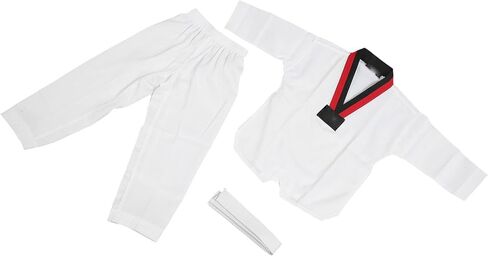 Taekwondo Suit Kids Taekwondo Dobok UniformTaekwondo Suit, Polyester and Cotton Kids UniTaekwondo Uniform with Beltform V Neck Flexible Breathable for TrainingCostumes (S) in Kuwait