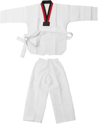RiToEasysports Kids Martial Arts Uniform, Cotton Fabric Black Red Collar Taekwondo Suit for Beginners Training Competition Practice Dojo Use in Saudi Arabia