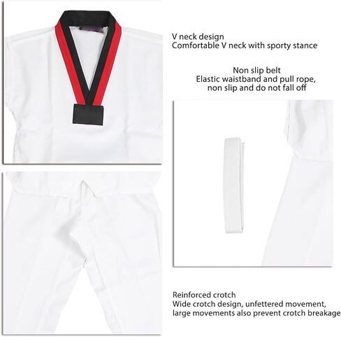 Taekwondo Suit Kids Taekwondo Dobok UniformTaekwondo Suit, Polyester and Cotton Kids UniTaekwondo Uniform with Beltform V Neck Flexible Breathable for TrainingCostumes (XXS) in Kuwait