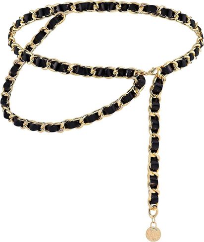 YooAi Chain Belts Leather Waist Belt for Women Layered Metal Chain Belt in Kuwait