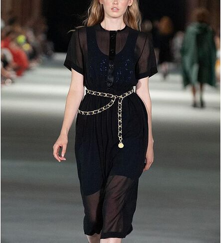 YooAi Chain Belts Leather Waist Belt for Women Layered Metal Chain Belt in Kuwait