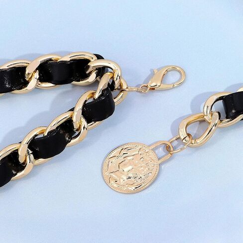YooAi Chain Belts Leather Waist Belt for Women Layered Metal Chain Belt in Kuwait
