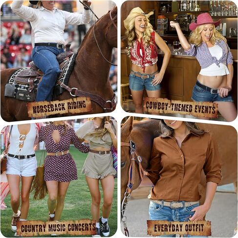 XZQTIVE Western Belt for Women, Cowgirl Cowboy Suede Leather Belt for Jeans Pants, Country Belts with Vintage Buckle in Kuwait