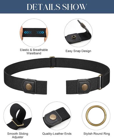 4 Packs No Buckle Elastic Belts for Women/Men Buckleless Belt Invisible Stretch Belts for Jeans Pants in Kuwait