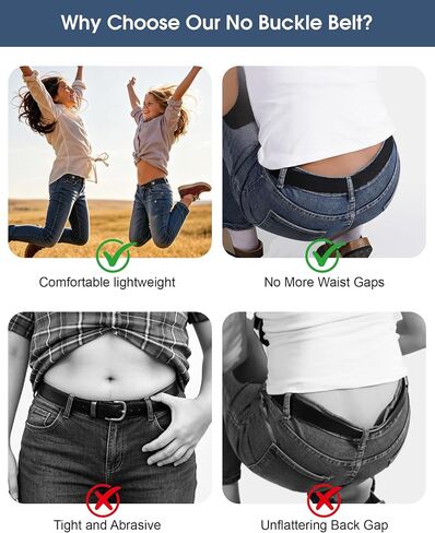4 Packs No Buckle Elastic Belts for Women/Men Buckleless Belt Invisible Stretch Belts for Jeans Pants in Kuwait