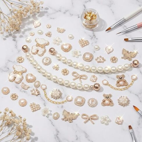 50 Pcs Shoe Charms Set Pearl, Butterfly, Bow,Flower & Chain Shoe Charm Decorations for Clogs Cute Shoes Charms Accessories for Women & Girls Gift in Kuwait