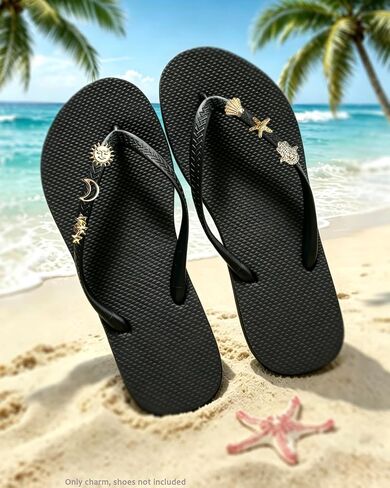 Detachable Charms for Flip Flops Sandals, Gold Plated Shoe Accessories, Slim Straps Flip-Flops Slides DIY Decoration Charms Kit in Saudi Arabia