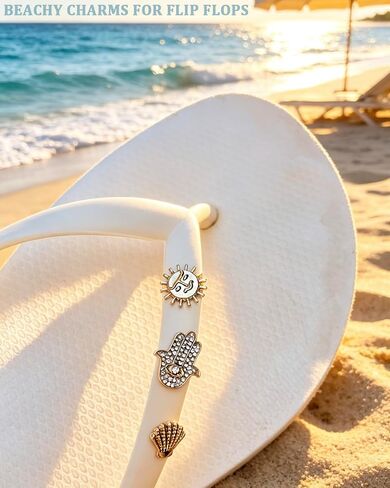 Detachable Charms for Flip Flops Sandals, Gold Plated Shoe Accessories, Slim Straps Flip-Flops Slides DIY Decoration Charms Kit in Saudi Arabia