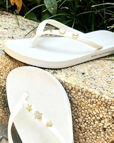 Detachable Charms for Flip Flops Sandals, Gold Plated Shoe Accessories, Slim Straps Flip-Flops Slides DIY Decoration Charms Kit in Saudi Arabia
