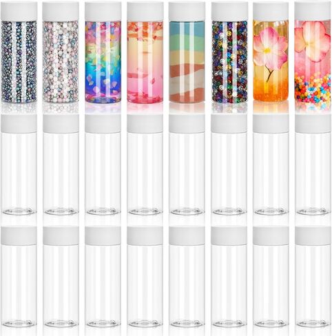 Tlence 24 Pack Sensory Bottles with Lids, 12 OZ/ 350 ML Empty Plastic Bottle, Leakproof Drink Container Bulk, Reusable Clear Calming Jars for Classroom Party, Great for Juice Milk Water Beverages in Saudi Arabia