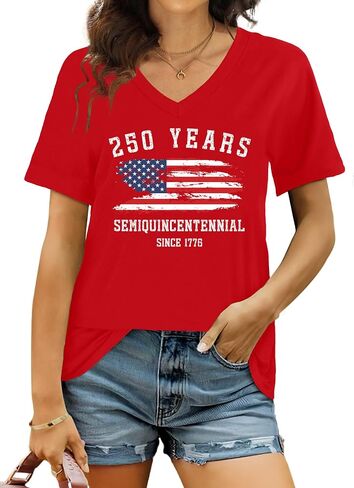 250 Anniversary USA Shirt Women American Flag Shirts V Neck 4th of July T Shirt 250 Years Patriotic Eagle Tees in Kuwait