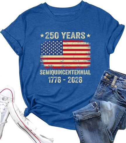 250 Anniversary USA Shirt Women American Flag Shirts V Neck 4th of July T Shirt 250 Years Patriotic Eagle Tees in Kuwait