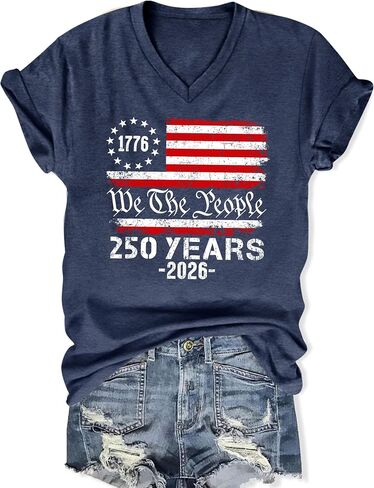 250 Anniversary USA Shirt Women American Flag Shirts V Neck 4th of July T Shirt 250 Years Patriotic Eagle Tees in Kuwait