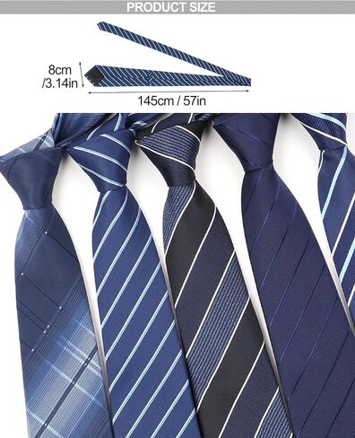 Blue Striped Ties for Men Women 3.15" Classic Necktie for Wedding Business Prom Graduation, 57 inch Long Formal Neck Tie in Kuwait