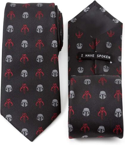 Cufflinks Inc. ربطة عنق رجالية من Star Wars Mando باللون الأسود والأحمر، وهي سلعة Mandalorian الرسمية in Kuwait