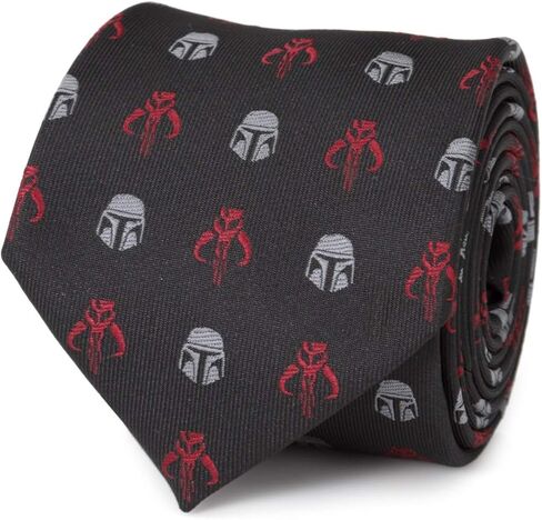 Cufflinks Inc. ربطة عنق رجالية من Star Wars Mando باللون الأسود والأحمر، وهي سلعة Mandalorian الرسمية in Kuwait