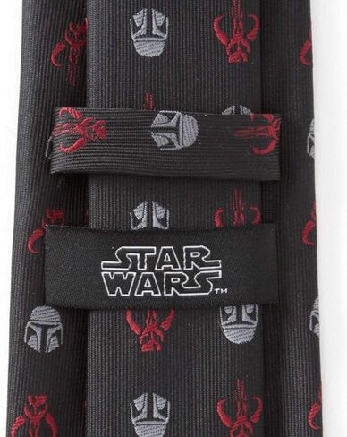 Cufflinks Inc. ربطة عنق رجالية من Star Wars Mando باللون الأسود والأحمر، وهي سلعة Mandalorian الرسمية in Kuwait