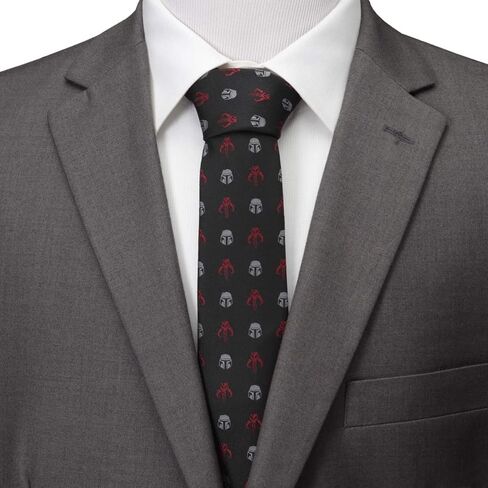 Cufflinks Inc. ربطة عنق رجالية من Star Wars Mando باللون الأسود والأحمر، وهي سلعة Mandalorian الرسمية in Kuwait