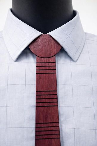 Splinter'd Moon Handcrafted Wood Necktie - Wool-Back Flexible Design - 2oz - 20 x 2.5 - Groomsmen Gift - Rustic Wedding in Saudi Arabia