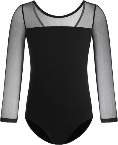 Girls Mesh 3/4 Long Sleeve Leotard for Ballet Dance Toddler Gymnastics Bodysuit Dancewear in Saudi Arabia