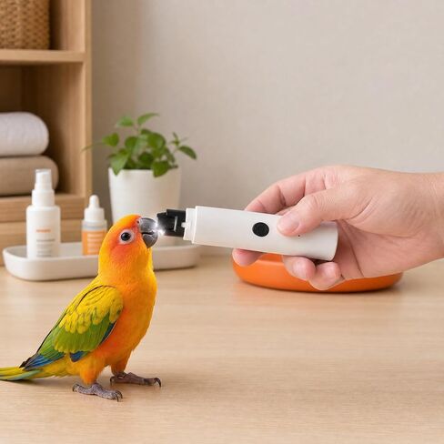 LED Pet Bird Nail Grinder, Electric Beak File Tool for Budgerigars, Parakeets, Conure, Lovebirds (White) in Kuwait
