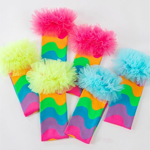 Girls Knee High Rainbow Socks with Lace Funky Colorful Stripe Socks for Kids Women Cute Funny Crazy Sock for Gifts in Saudi Arabia