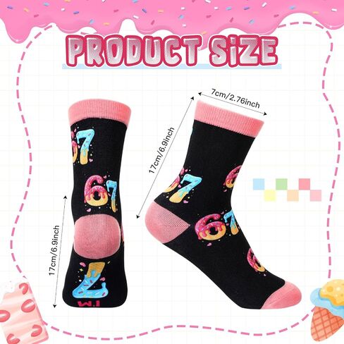 Eurzom 67 Socks Ice Cream Drip 6 7 جوارب مبتكرة ستة سبعة هدية تخرج عيد ميلاد للبنين والبنات in Kuwait