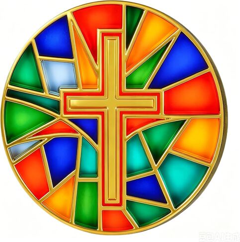 Cross Christian Challenge Coins, Translucent Stained Glass Religious Novelty Commemorative Token, Inspirational Christian Gifts for Men Women in Kuwait