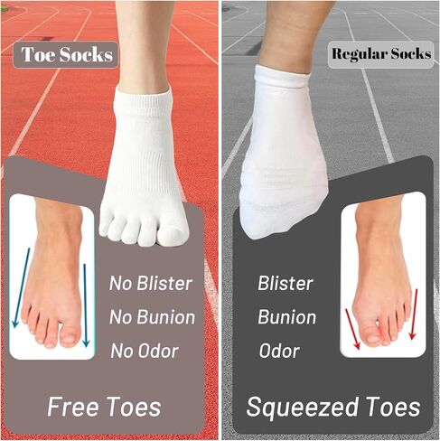 Toe Socks Women, Ankle Five Fingers Socks Cotton Toe Separator Barefoot Sock for Running Yoga Hiking 5 Pairs Pink Blue White Black Size 5-10 in Saudi Arabia